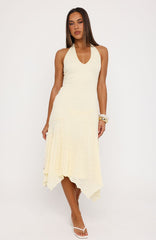 Crazy Little Thing Halter Midi Dress Lemon