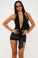 Chase After Your Dreams Halter Playsuit Black
