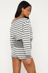 Everything To Everybody Sweater Grey Marle/White Stripe