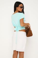 Champagne Fiction Off Shoulder Top Aqua