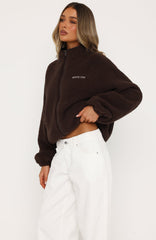 Calm Before The Storm Zip Front Fleece Sweater Chocolate