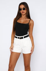 Clocked In Lace Trim Bodysuit Black