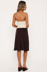 All Eyes Here Strapless Midi Dress Cream/Chocolate