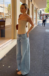 Maeve Low Rise Wide Leg Jeans Light Blue Wash