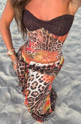 Hot Stitched Strapless Bustier Wild Hibiscus