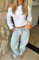 Bring The Style Low Rise Wide Leg Jeans Glacier Blue Wash
