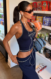Chill In Style Halter Top Navy