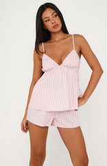 Sleepy Head Pyjama Shorts Pink/Grey Stripe