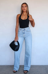 Alana High Waisted Straight Leg Jeans Light Blue Wash