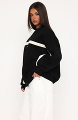 Take Another Chance Oversized Drop Shoulder Sweater Black