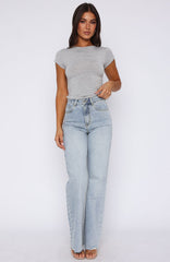 Alana High Waisted Straight Leg Jeans Light Blue Wash