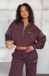 Test Drive Boxy Quarter Zip Sweater Chocolate