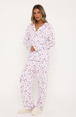 Pillow Talk Printed Long Sleeve Pyjama Set White Berries