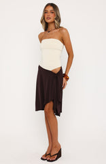 All Eyes Here Strapless Midi Dress Cream/Chocolate