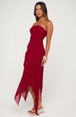 Venetian Dreams Strapless Midi Dress Dragonfruit