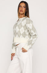 Beaufort Argyle Knit Cardigan Sage/Cream