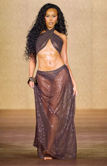 Boy Trouble Sequin Maxi Skirt Espresso