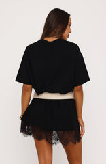 Everyday Muse Lace Trim Mini Dress Black