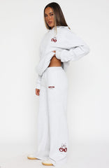 Feel The Love Wide Leg Sweatpants Grey Marle