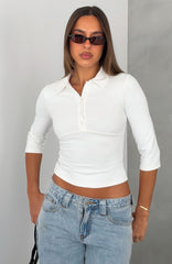 The Finer Things 3/4 Sleeve Polo Top White