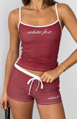 Wanting You Booty Bike Shorts Red/Chocolate Stripe