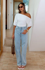 Always With Me High Rise Straight Leg Jeans Mid Blue Wash