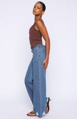 Big City Dreams Mid Rise Wide Leg Jeans Admiral Blue Wash