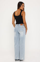 Big City Dreams Mid Rise Wide Leg Jeans Light Blue Wash