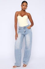 Born To Shine High Waisted Barrel Jeans Light Blue Wash