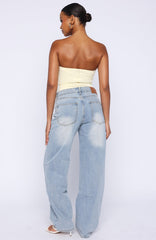 Born To Shine High Waisted Barrel Jeans Light Blue Wash