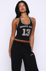 Boss Babe Vibes Halter Top Black