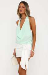 Bright Intentions Cowl Halter Top Mint