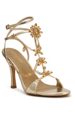 Chaya Embellished Wrap Heel Champagne
