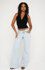 Cielo Low Rise Flare Leg Jeans Glacier Blue Wash
