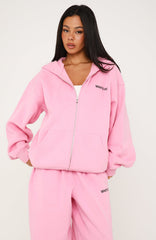 Core Classic Zip Front Hoodie Pink