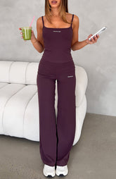 Core Strengths Wide Leg Pants Plum