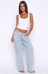 Day At A Time Low Rise Wide Leg Jeans Mid Blue Wash