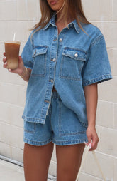 Denim Daydream Button Up Shirt Mid Blue Wash