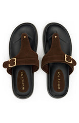 Eudora Thong Sandals Chocolate Faux Suede