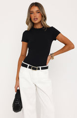 Experience It All Short Sleeve Bodysuit Black