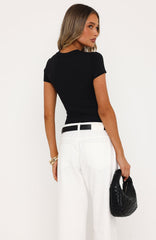Experience It All Short Sleeve Bodysuit Black