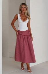 Feeling Groovy Maxi Skirt Red Gingham