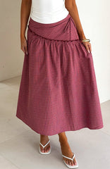 Feeling Groovy Maxi Skirt Red Gingham