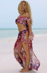 Frangipani Drift Maxi Skirt Electric Bloom