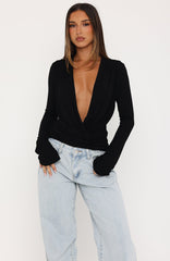 Fun And Flirty Long Sleeve Top Black