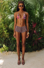 Happy Memories Crochet Beaded Shorts Boysenberry