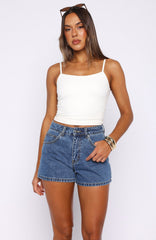 Hayley High Rise Denim Shorts Admiral Blue Wash
