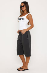 Booked And Busy Track Shorts Charcoal