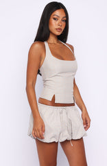 I'm Next Halter Top Beige Check