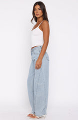 Kiara Mid Rise Barrel Leg Jeans Mid Blue Wash